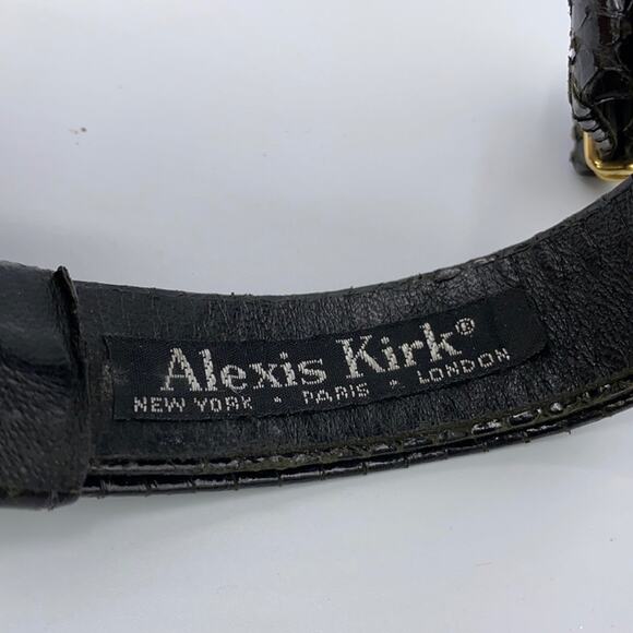 Alexis Kirk Vintage Women Black Crystal Buckle Genuine Reptile Adjustable Belt main image 5